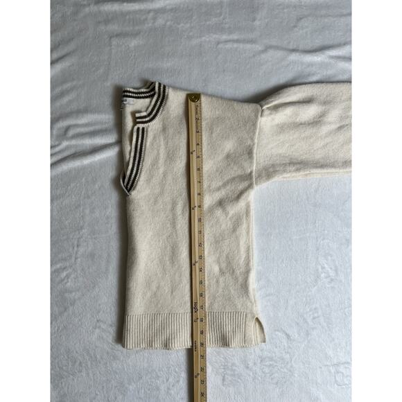 Madewell Women's Wool Blend Sweater Size S Cream Green Varsity Tenniscore Preppy - Picture 5 of 6